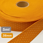 5 Meters Waistband Elastic Mustard yellow with White polka dots 38mm - ACCESSOIRES LEDUC BV